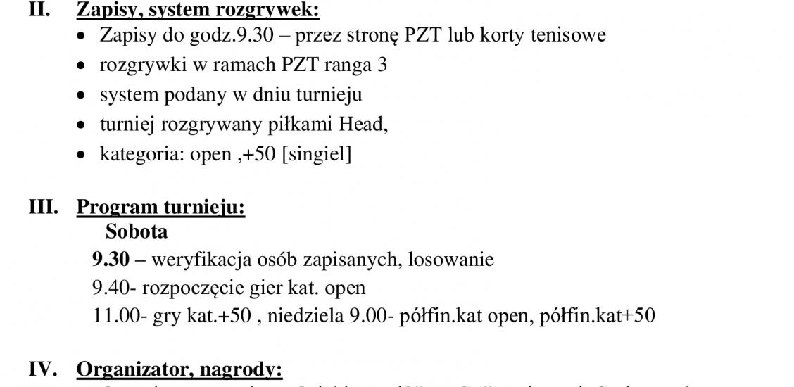 XXVI  OGÓLNOPOLSKI TURNIEJ  TENISA ZIEMNEGO O PUCHAR BURMISTRZA POŁCZYNA ZDROJU