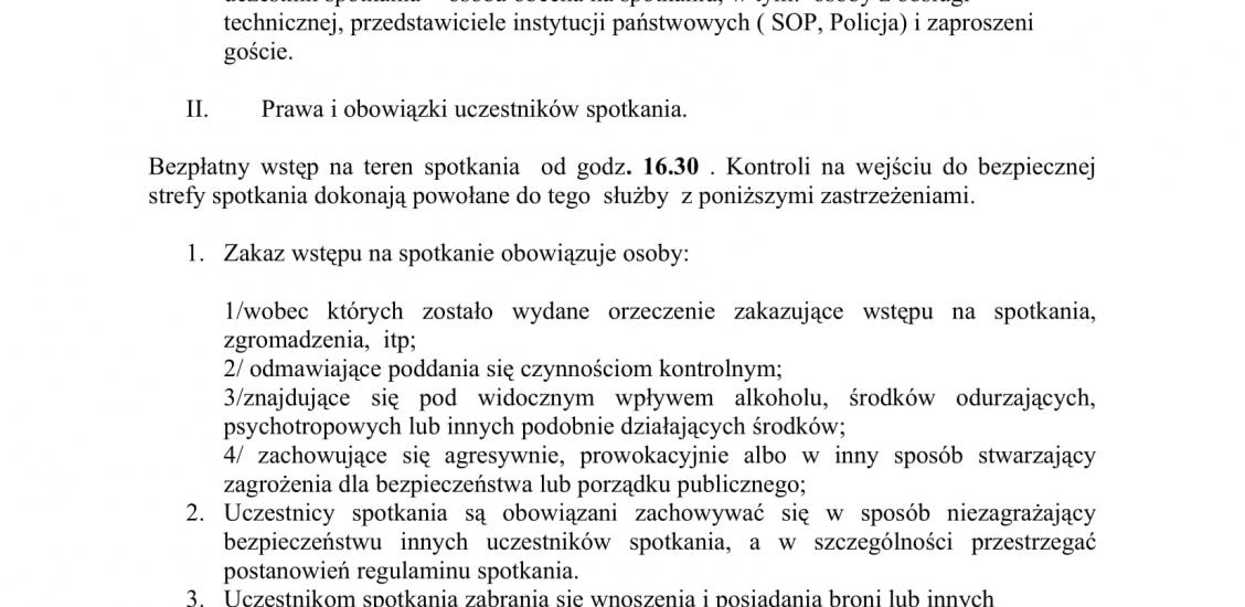 REGULAMIN SPOTKANIA Z PREZYDENTEM RZECZYPOSPOLITEJ POLSKIEJ POŁCZYN – ZDRÓJ 29 MAJ 2023 r. godz. 18.00