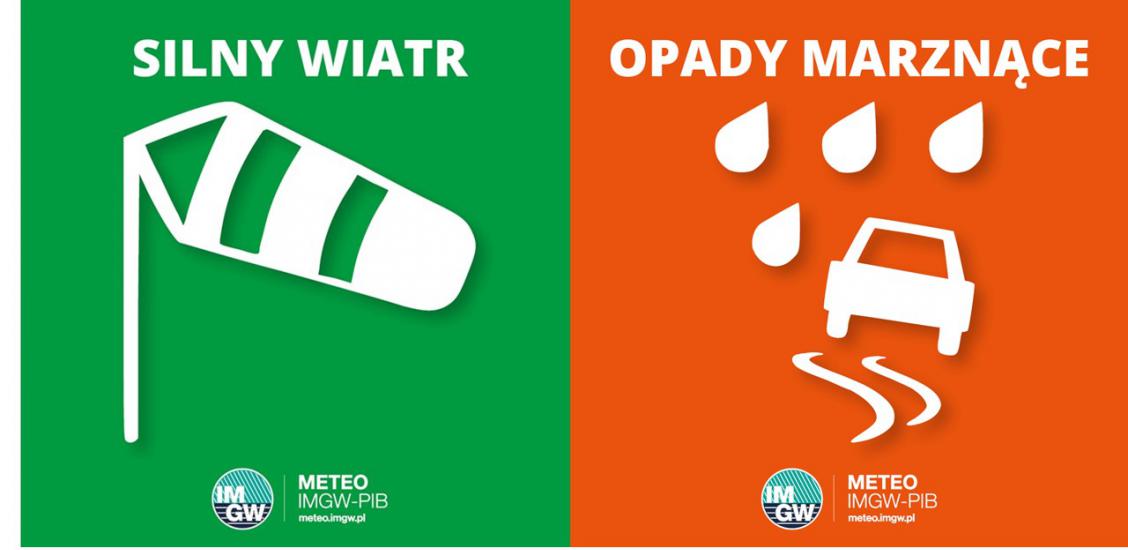 OSTRZEŻENIE METEOROLOGICZNE 22-23 LISTOPADA 2023 R. MOŻLIWE OPADY MARZNĄCE I SILNY WIATR.