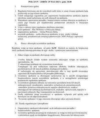 REGULAMIN SPOTKANIA Z PREZYDENTEM RZECZYPOSPOLITEJ POLSKIEJ POŁCZYN – ZDRÓJ 29 MAJ 2023 r. godz. 18.00